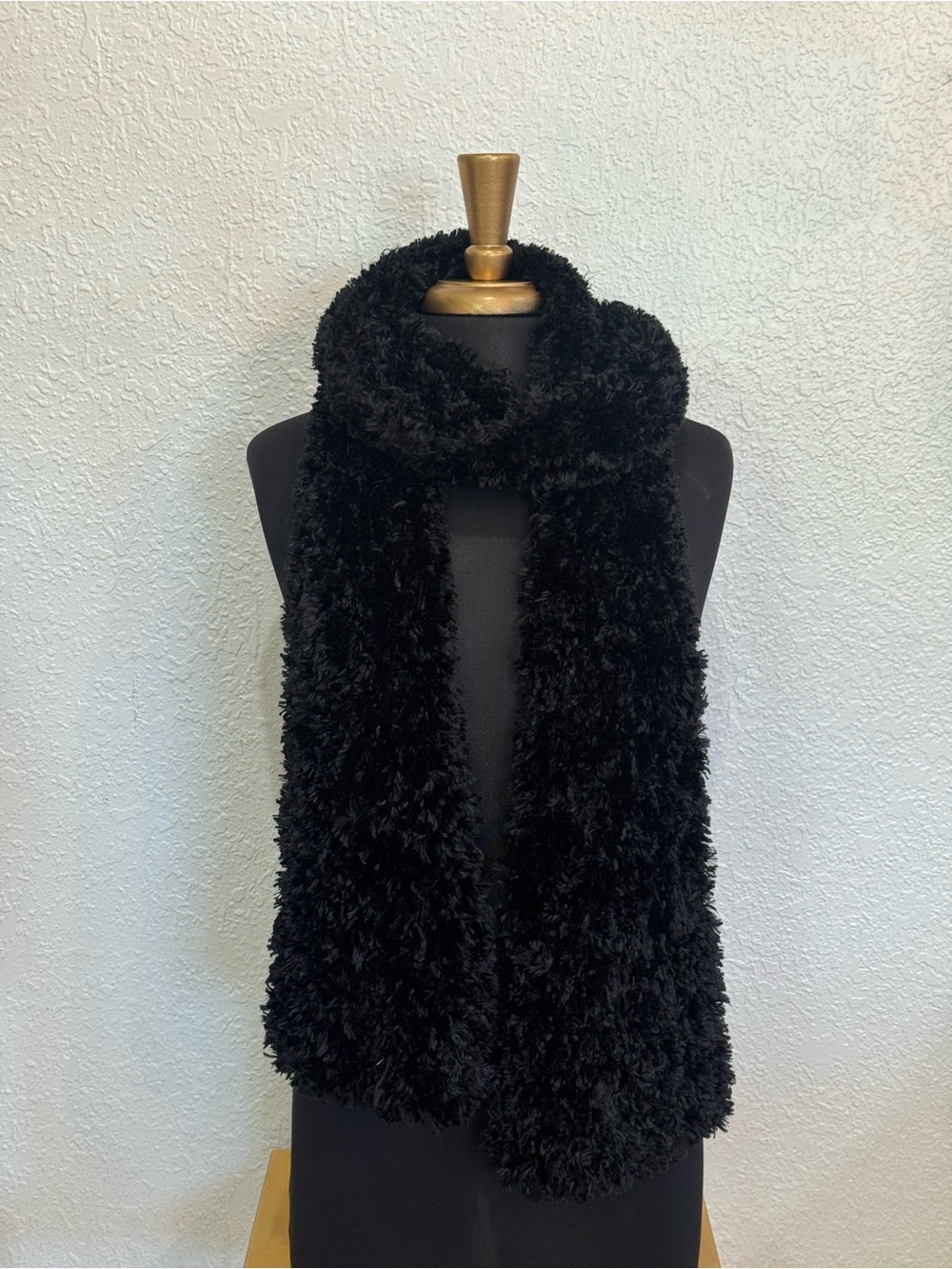 Black Plush Fuzzy Scarf